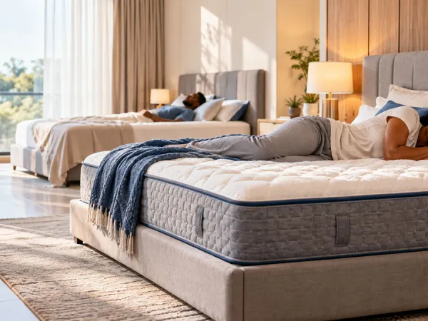 Adult sleeper comfortably lying on their side on the mattress