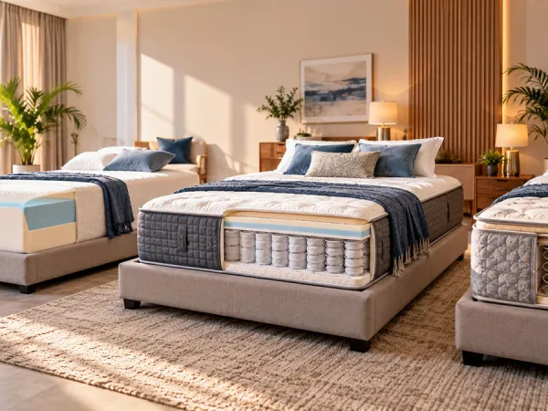 modern mattress showcase in a sunlit bedroom