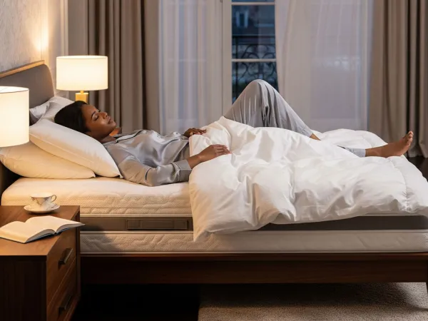A woman sleeping on an orthopedic mattress