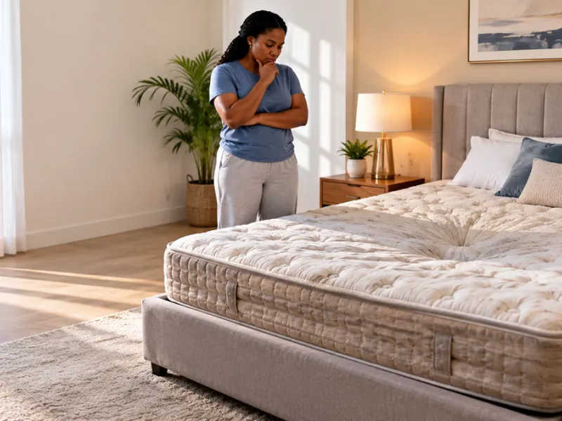 a bright, modern, premium bedroom showing an adult bedroom mattress