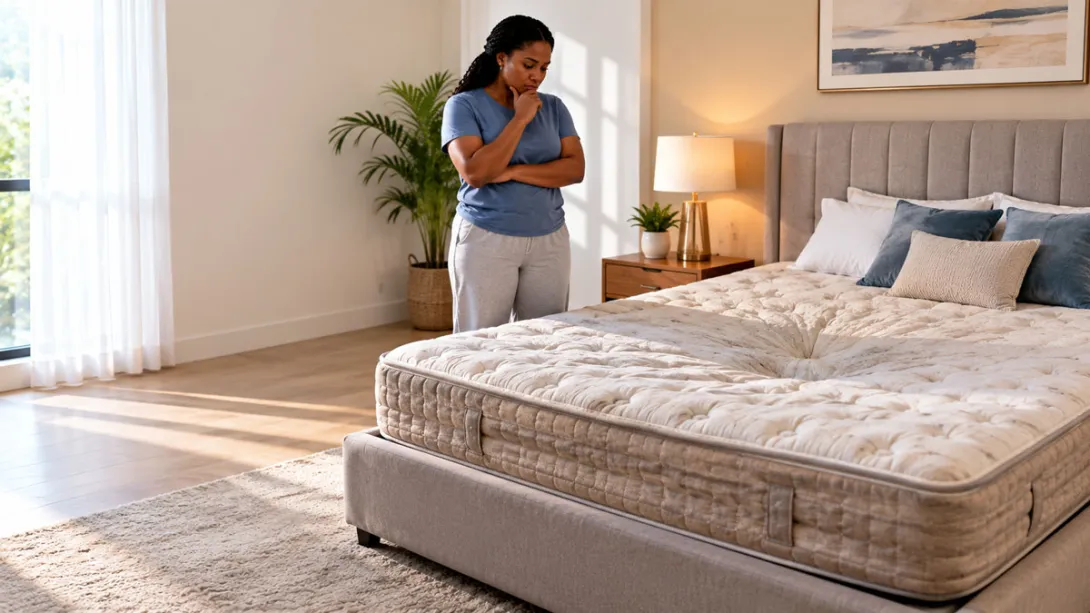 a bright, modern, premium bedroom showing an adult bedroom mattress